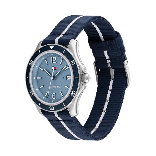 Tommy Hilfiger Reloj Analógico de Cuarzo para Mujer con Correa de Tejido de Plástico del Océano Azul Marina - 1782511