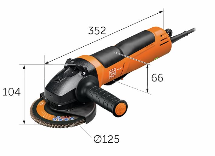 FEIN CG 15-125 BLP INOX, Amoladora angular sin escobillas Ø125 mm,1500 W, velocidad en vacío variable 2800-7000 m/min., para el trabajo en acero inoxidable.