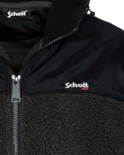 Schott NYC Swward2 Sudadera Polar con Cremallera, Negro, M para Hombre