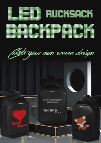 Technoline Mochila LED, mochila para ordenador portátil, mochila publicitaria, personalización, fuente, animación, imágenes, transferencia de datos a través de Bluethooth, control a través de la