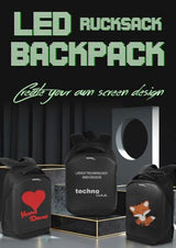 Technoline Mochila LED, mochila para ordenador portátil, mochila publicitaria, personalización, fuente, animación, imágenes, transferencia de datos a través de Bluethooth, control a través de la