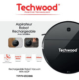 Techwood Robot Aspirador 2 en 1 con Trapeador, 350mL, Batería de 1500mAh, 450Pa, 90min de Uso TAR-2026