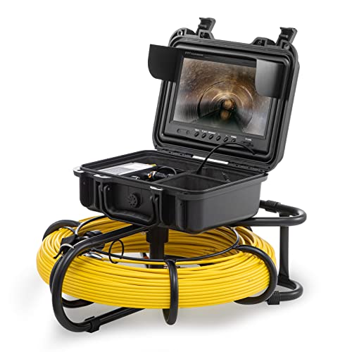VEVOR Cámara Endoscópica de Drenaje Pantalla de 9" IP68 Impermeable Batería de 4500 mAh 12 LED Ajustable Cable de 91,5 m Tarjeta SD de 16GB para Tubería de Alcantarillado Drenaje de Plomería en Hogar