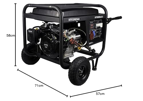 Hyundai HY-HY9000LEK-3 (Trifá.) - Generador gasolina serie pro 3.000 rpm, Negro