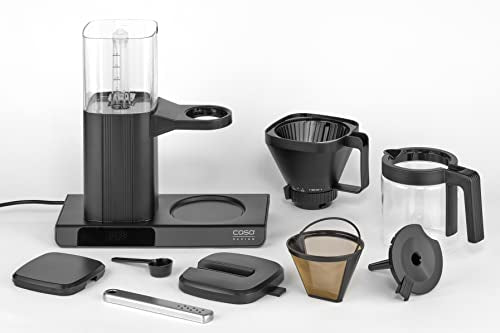 Caso Cafetera de goteo Aroma Sense - Cafetera de diseño, Capacidad 1,25L para 10 tazas, 1550W de Potencia, temporizador, filtro permanente, apagado automático, Pantalla táctil, negra