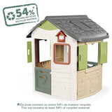 Smoby Life Casa Jura Lodge - Casa de Juegos Infantil con 2 Puertas Bajas, Ventanas con Contraventanas y Comedero para Pájaros - Material Reciclado - Resistente Rayos UV - Más de 2 años (7600810504)