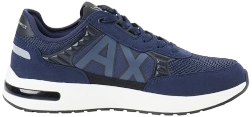 Armani Exchange Dusseldorf Embossed Geometric Motifs, Zapatillas Hombre, Azul Marino y Negro, 41 EU