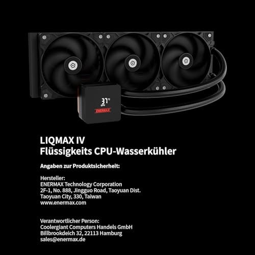ENERMAX LIQMAX IV 360 mm AIO CPU de refrigeración por agua, cámara doble, TDP 380 W +, Intel LGA 1851/1700/115x/2066, AMD AM5/AM4, pantalla digital, 3 ventiladores de flujo de rendimiento PWM de 120