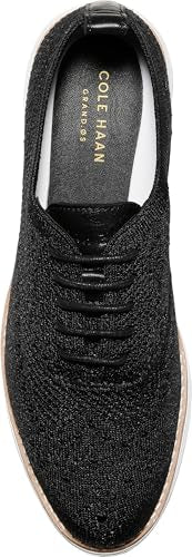 Cole Haan Women's Originalgrand Stitchlite Wingtip Oxford, Black Knitted Look White, 39 EU