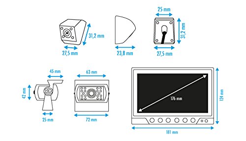 Beeper RA102W4QUAD Cámara Trasera para Aparcamiento con 4 cámaras y Pantalla de 7" 12/24v, Blanco