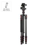 Hama Ramble II Duo - Trípode para cámara 2 en 1 y Soporte para teléfono móvil con Soporte para teléfono móvil, trípode Estable y Ligero de Carbono, trípode para Fotos de 3 Posiciones Extensible máx.