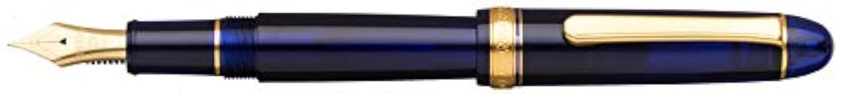 PLATINUM Pluma estilográfica japonesa #3776 Century Gold Trim Chartres Blue M/Blue/0,34-0,44 mm/Hecho a mano/Pluma de oro de 14 quilates/con caja de regalo/pluma estilográfica, PNB15000-51M