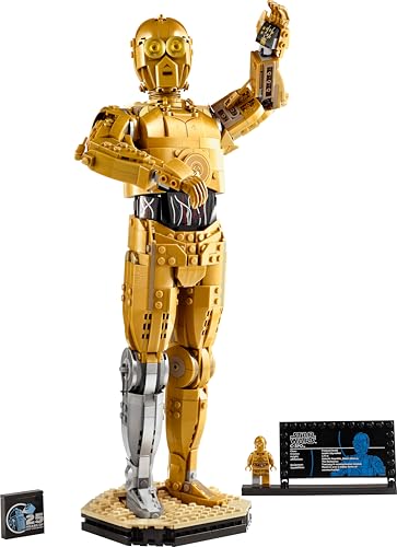 LEGO Star Wars 75398 C-3PO Figura de Droide - Kit de Maquetas para Adultos de Colección - Base, Placa Informativa y Minifigura - Regalo para Hombres y Mujeres Fans de la Saga