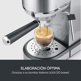 SEVERIN Máquina de café espresso Newspresa, máquina de portafiltro, bomba ULKA con 20 bares, boquilla espumadora de leche, depósito de agua de 1 L, para una o dos tazas, acero inox 1.350 W, KA 5997