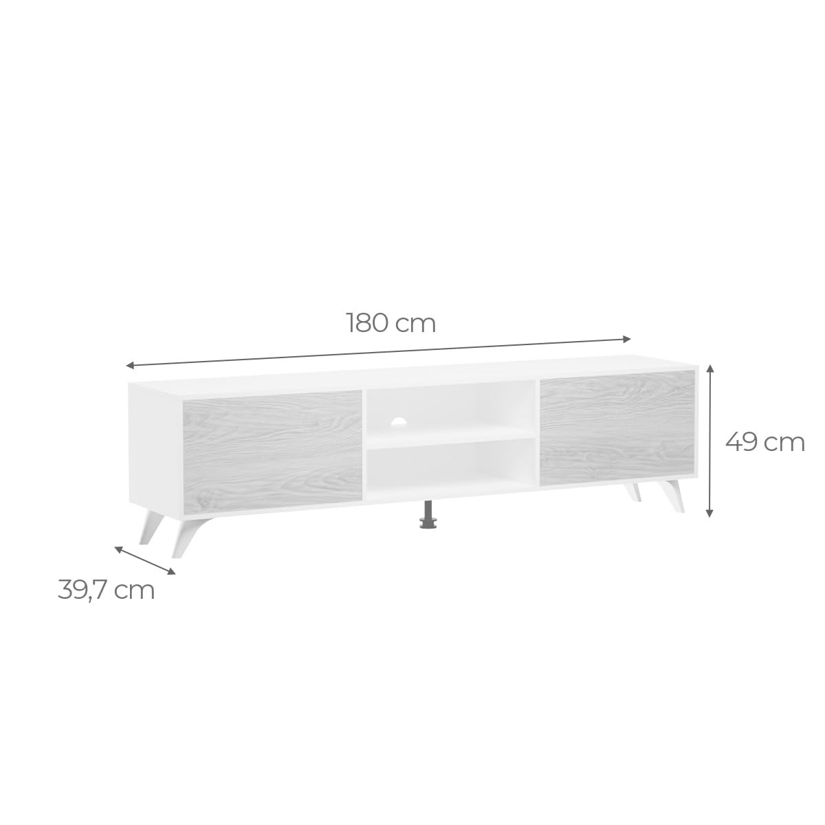 Homey Mueble de TV de Diseño Nórdico, 2 Compartimentos de Almacenamiento y 2 Puertas, Apto para Televisores de hasta 77 Pulgadas, Color Blanco-Roble