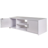 BAKAJI Mueble de TV de Madera MDF aparador con Base de televisión, 2 Compartimentos Abiertos, para Videojuegos y 2 Puertas, tamaño 110 x 35 x 36 cm, Color Blanco, diseño Moderno