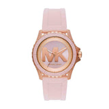 Michael Kors Reloj Everest para Mujer, Movimiento cronógrafo de Cuarzo con Correa de Acero Inoxidable o Silicona, 40 mm, Tono Oro Rosa