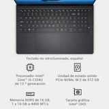 DELL 15 Ordenador Portátil DC15250 15.6" FHD (1920 x 1080) 120 Hz, Procesador Intel Core i5-1334U, Gráficos Intel UHD, 16GB RAM, 512GB SSD, Windows 11 Home, Teclado QWERTY Español - Negro Carbón