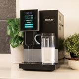 Cecotec Cafetera Superautomática Cremmaet Compactccino Black Silver, 19 Bares, Sistema Thermoblock, Grano recién molido con Plug&Play, Depósito 150gr café con molinillo, 1,1 L agua, 400ml leche