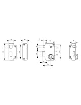 FTH – Carcasa de bloqueo vertical para aplicación FTH AV45, orificio de cilindro, batidor, apertura a la derecha, maletero 75 x 130 mm, eje 45 mm, entre eje 70 mm, cuadrado 7 mm, pecho negro mate,