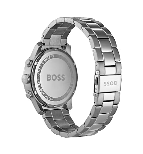 BOSS Reloj Cronógrafo de Cuarzo para Hombre de 44 mm Colección The Professional con Esfera Azul, Pulsera de Acero Inoxidable Plateado, 3 Subesferas, Resistencia al Agua 3ATM - 1513527