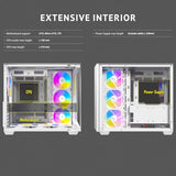 Antec C5 ARGB Blanco, Ventiladores ARGB PWM de 7 x 120 mm incluidos, hasta 10 Ventiladores simultáneamente, Puerto Tipo C 3.2 Gen 2, Paneles Frontales y Laterales de Vidrio Templado sin Costuras,