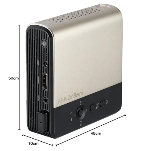 ASUS ZenBeam E2 Mini Proyector LED, Modo Retrato Automático, 300 Lúmenes LED, WVGA (854 x 480), Proyección Inalámbrica, Power Bank a Través de USB Tipo A, HDMI y Altavoz de 5 Vatios, Negro