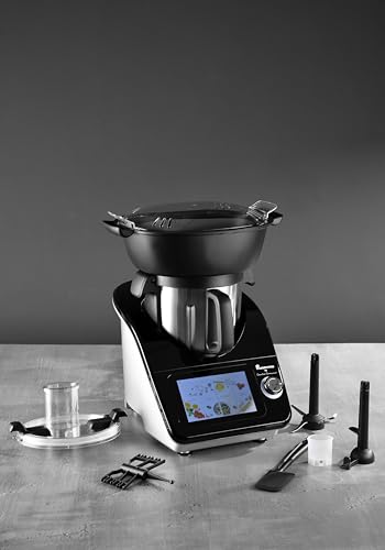 MasterPRO BY CARLO CRACCO - Robot de Cocina Multifunción 1000W - Recipiente Inox 4.5L - Pantalla TFT 7" LED - 12 Funciones - Control de Temperatura y Temporizador