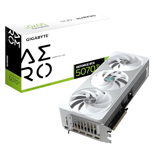 Gigabyte GeForce RTX 5070 Ti Aero OC 16G Tarjeta Gráfica - 16GB GDDR7, 256 bits, PCI-E 5.0, 2588 MHz Core Clock, 3 x DP 2.1a, 1 x HDMI 2.1b, NVIDIA DLSS 4, GV-N507TAERO OC-16GD