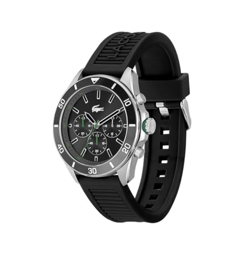 Lacoste Reloj Cronógrafo de Cuarzo para Hombre Colección TIEBREAKER con Correa de Silicona Negra - 2011152