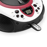 Lenco SCD-38 USB Rosa - Radio FM portátil con Reproductor de CD/MP3 - Entrada USB - Entrada AUX - Rosa