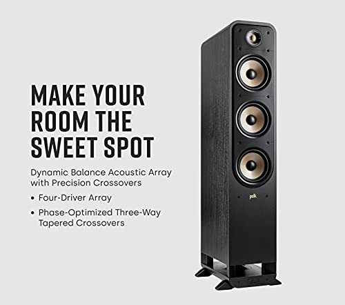Polk Audio Signature Elite ES55 - Altavoz de Torre con Certificado de de Alta resolución y Dolby Atmos y DTS: Compatible con X, Tweeter de 1 Pulgada y (2) Woofers de 6,5 Pulgadas, Color Blanco