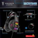 BERSERKER Auriculares Gaming con Micrófono, 40mm, Cable 2.1m, RGB LED, Compatible con PS4/Xbox One/Switch/PC