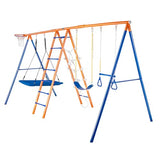 VEVOR 6 en 1 Juego de Columpios para Patio Trasero con 2 Columpios, Barra Trapecio, Escalera de Escalada, Red de Escalada y Aro de Baloncesto Capacidad de Carga 200KG para Niños a Partir de 3 Años