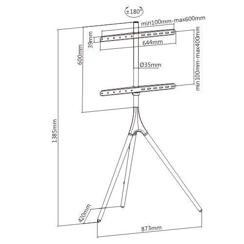 Techly 105209 Soporte de Suelo para Pantalla LCD/LED/Plasma 45-65" Estilo de Caballete Nuez Oscuro