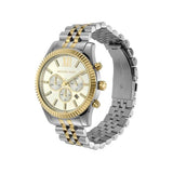 Michael Kors - Cronógrafo Lexington con Correa de Acero Inoxidable Plateado y Dorado para Hombre MK8344