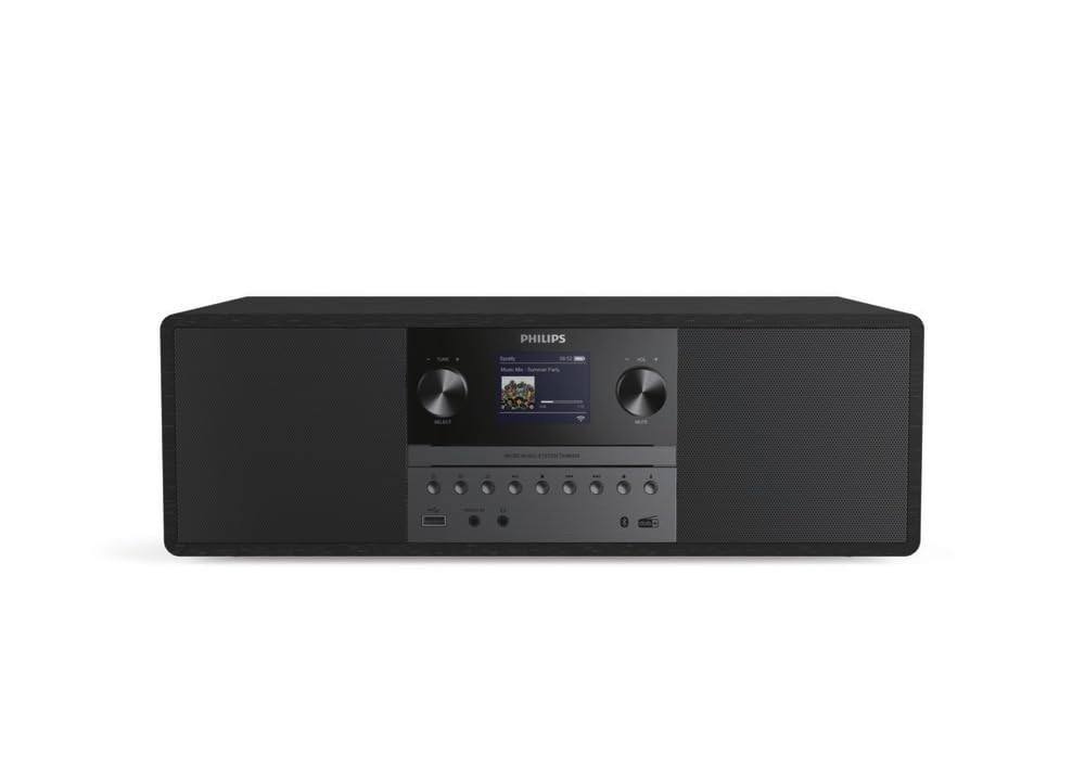 Philips TAM6805 Sistema de música Micro 50W con Radio por Internet, Bluetooth, Spotify Connect, USB, CD, Dab+, FM, Altavoces Bass Reflex – Sistema Compacto para el hogar o la Oficina