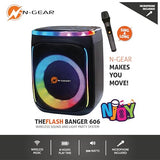 N-Gear Flash Banger 606 - Altavoz Bluetooth portatil con Luces - Party Altavoz de 300W con micrófono inalámbrico y batería integrada - 6 Horas de reproducción