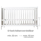 roba Cuna Colecho 60 x 120 cm, 2en1, Convertible en Cama de Bebé Independiente, Ajustable en Altura, 5 Barrotes Desmontables, Madera Blanca