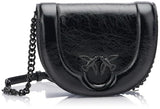 Pinko Love Round Click Mini Borla Crinckle Laminado, Bolsa Mujeres, Z99b_Black Limusine Block Color