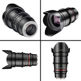 Samyang F1312906101 - Objetivo para vídeo VDSLR para Sony E (Distancia Focal Fija 35mm, Apertura T1.5-22 AS UMC II, diámetro Filtro: 77mm), Negro