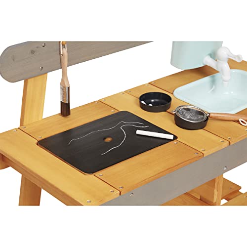 JANOD Muddy Lab-Cocina Infantil de Madera FSC-10 Accesorios-Juego de Imitación Exterior para Niños-A Partir de 3 Años, J06632, Color Azul Cielo/Gris, 77 x 35 x 95 (JURATOYS