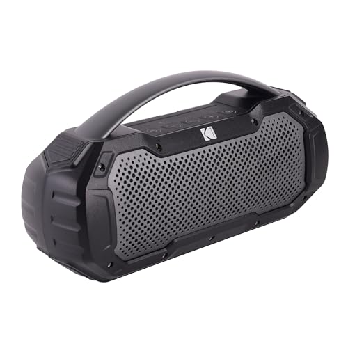 KODAK Altavoz Bluetooth Multiusos IPX6 con TWS y Manos Libres - Sonido estéreo inmersivo, batería de Larga duración y conectividad Bluetooth V5.0 - Negro