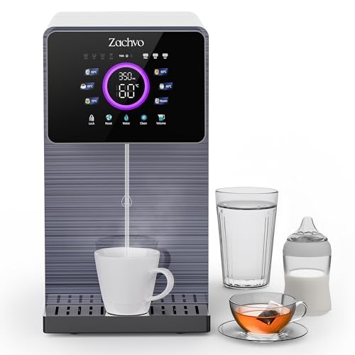 ZACHVO Sistema de ósmosis para agua potable, 10 niveles de temperatura, filtro de agua de ósmosis, filtro de agua potable, depósito de agua de 7 litros
