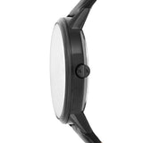 Armani Exchange Reloj para hombre, movimiento multifunción de cuarzo y caja de 42 mm con correa de piel, Negro azabache