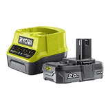 RYOBI - Cortasetos 18V One+ con Batería 18V One+ 2,0 Ah y Cargador 1,5A - Espada 55cm, Capacidad máx. 24mm, Velocidad 2700 RPM - Recogedor de Residuos HedgeSweep, Funda Protectora - RY18HT55A-120