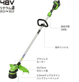 Greenworks GD24X2LT Recortadora de hilo con batería, Li-Ion 2x 24V ancho de corte 33cm 6200rpm diám. hilo 2mm alimentación automática flowerguard modo Hi/Low con 2 baterías 2Ah y cargador doble