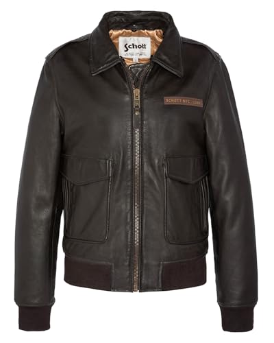 Schott NYC Lcwlisax Chaqueta de Cuero, marrón Oscuro, L para Mujer