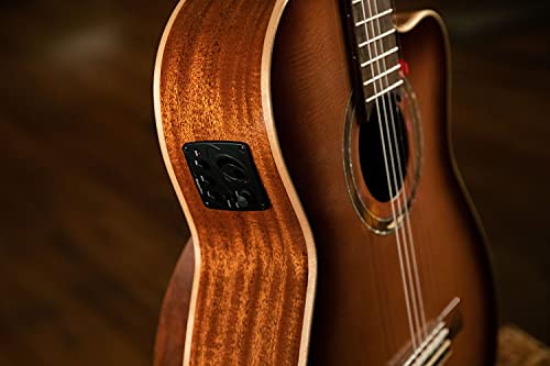 ORTEGA Performer Series Concert Guitar 44 Mástil delgado Tapa de abeto y Preamp y funda RCE238SN-FT