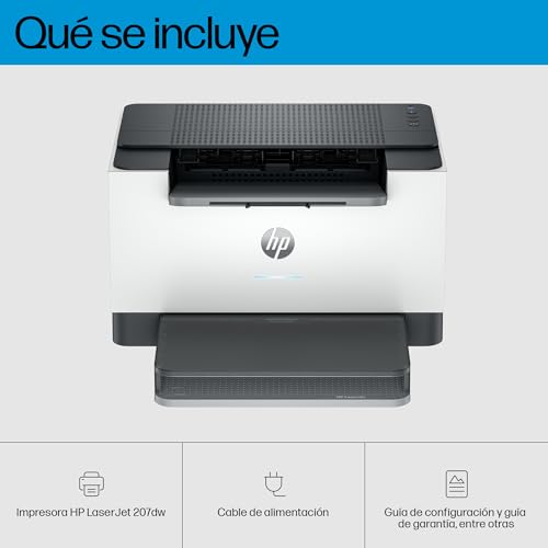 HP LaserJet t M207dw 8J9K9F, Impresora Láser A4 Monocromo - Impresión a Doble Cara Automática (28ppm, Wi-Fi, Ethernet, USB 2.0, Procesador 500MHz, Memoria 64MB) Blanca y Gris